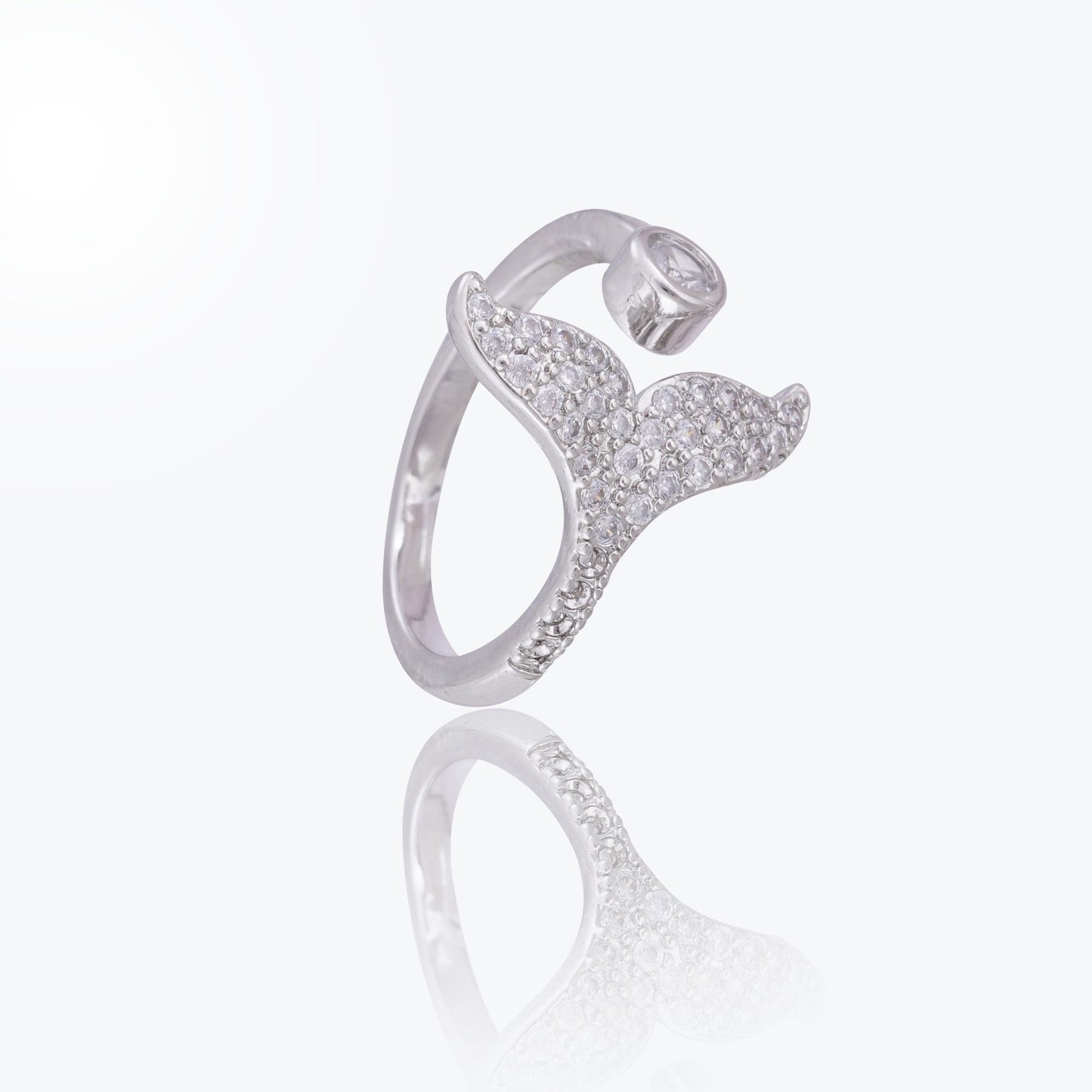 P-Nisa Premium Silver-Polish Delicate Fish-Tail Design With Diamonds Studded Fingering For Women and Girls