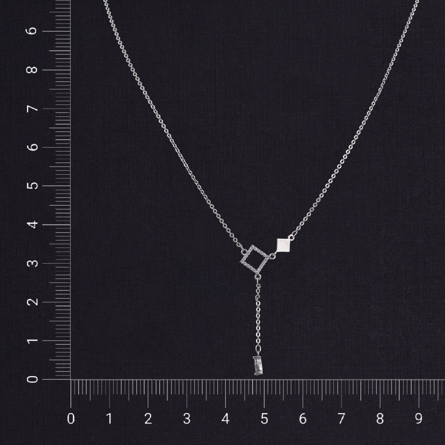 P-Nisa Premium Silver-Polish Solitare Rhombus Design With Diamond Studded Delicate Chain-Pendant For Women and Girls