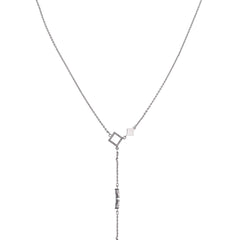 Nisa Premium Silver-Polish Solitare Rhombus Design With Diamond Studded Delicate Chain-Pendant For Women and Girls