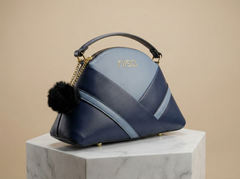 Nisa Blue Tri-Tone Azure Satchel Bag & Wallet Set