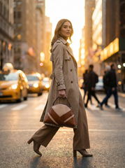 Nisa Dual-Tone Geometric Hand bag Set – Tan & Beige