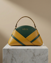 Nisa Geometric Duo - Emerald Green & Mustard Hand Bag Set