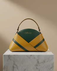 Nisa Geometric Duo - Emerald Green & Mustard Hand Bag Set
