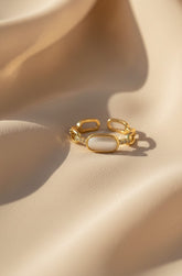 Nisa Premium Golden-Polish Ankle-Chain Design With Diamonds And Pearl Studded Fingering For Women and Girls