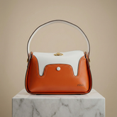 Nisa Modern Satchel Bag & Wallet Set – Tangerine/White