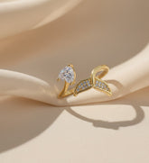 Nisa Premium Golden-Polish Hanging Heart Shape Design With Diamond Of Heart Shape Studded Fingering For Women and Girls