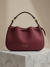 Nisa Signature Hobo Bag Set in Rich Berry
