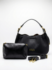 Nisa Signature 2-in-1 Hobo Bag Set Classic Black