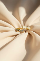 Nisa Premium Golden-Polish Korean-Bamboo Design With Diamonds And White Pearl Studded Fingering For Women and Girls