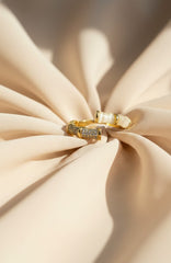 Nisa Premium Golden-Polish Korean-Bamboo Design With Diamonds And White Pearl Studded Fingering For Women and Girls