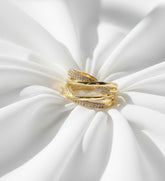 Nisa Premium Golden-Polish Dual Cross Design With Diamond Studded Fingering For Women and Girls