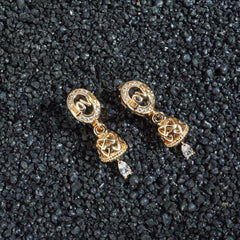 Luxor Traditional Gold Plated American Diamond Earrings