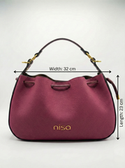Nisa Signature Hobo Bag Set in Rich Berry