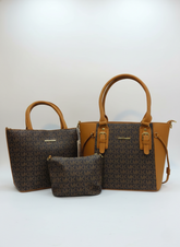 3-Pcs Combo Tote & Satchel Set – Cognac & Espresso