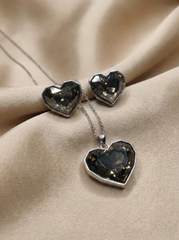 Silver-Tone Geometric Crystal Pendant Set & Matching Studs
