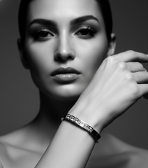 Nisa Premium Silver Polish Fabulous Solitare Design With Diamond Studded Bracelet For Women and Girls