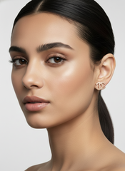 Stainless Steel Rose Gold "C" Interlock Studs Earrings