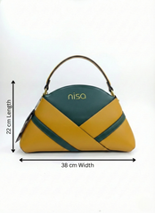 Nisa Geometric Duo - Emerald Green & Mustard Hand Bag Set