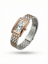 Nisa Double Tone Vintage Edition Ladies Watch – Rectangular Dial with Textured Belt