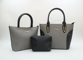 3-Pcs Combo Tote & Satchel Set - Sophisticated Grey & Black