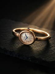 Nisa Ellipse Rose Gold Bangle Watch