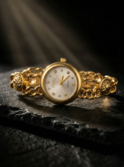 Nisa Elegant Gold Chain-Link Women's Watch