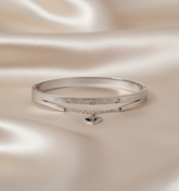 Nisa Premium Silver-Polish Hanging-Lock Design With Diamond Studded Bracelet For Women and Girls