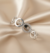 Nisa Premium Silver-Polish Sequence Round Design With Diamond Studded Bracelet For Women and Girls