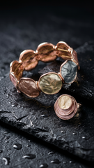 Nisa Pastel Enamel Oval Motif Bracelet & Statement Ring Combo