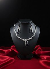 "Nisa" Royal Purple / Amethyst & AD Necklace Drop