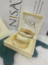 Nisa Premium Two-Tone Gold & Rhodium Plated Designer (Set of 4) Bangles