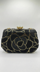 Nisa Black & Gold Beaded Evening Hand Purse