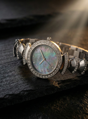 Nisa Designer Silver Women’s Watch with Crystal Accents