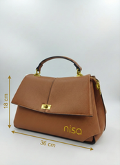 Nisa Signature Satchel Bag – Cognac