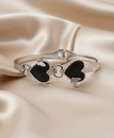 Nisa Premium Silver Polish Beautiful Butterfly And Heart Design With Daimond And Ceramic Studded Bracelet For Women and Girls