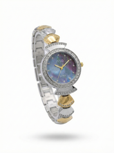 Nisa Designer Two-Tone Women’s Watch with Crystal Accents – Gold & Silver