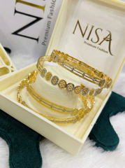 Nisa Premium Dual-Tone Gold & Silver Designer (Set of 4) Bangles