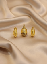 Dubai Style Gold-Tone Pendant and Earring Set