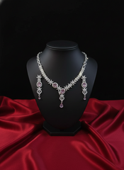 Nisa Pink Tulip AD Necklace & Earring Set