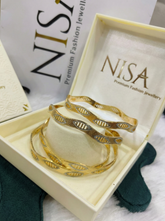 NISA Dual-Tone Wavy Gold (Set of 4 ) Bangles