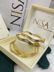 NISA Dual-Tone Wavy Gold (Set of 4 ) Bangles