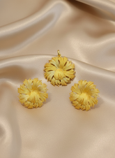 Dubai Style Gold-Tone Pendant and Earring Set