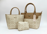 3-Pcs Combo Tote & Satchel Set - Miss Susan Gold and Cream