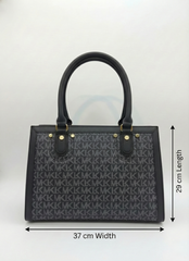 3-Pcs Combo Tote & Satchel Set - Midnight Charcoal Black