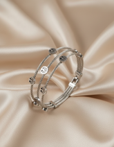 Nisa Premium Silver-Polish Tree Rings Design In Wire Bracelet For Women and Girls