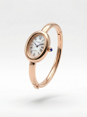 Nisa Ellipse Rose Gold Bangle Watch