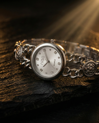 Nisa Elegant Silver Chain-Link Women's Watch