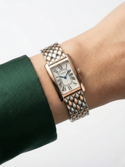 Nisa Double Tone Vintage Edition Ladies Watch – Rectangular Dial with Textured Belt