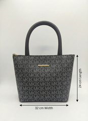 3-Pcs Combo Tote & Satchel Set - Midnight Charcoal Black