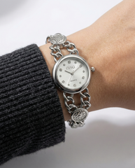 Nisa Elegant Silver Chain-Link Women's Watch